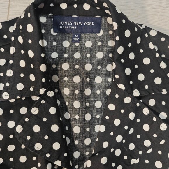 Jones New York Signature Black & White Polka Dot Shirt – Size M - Picture 2 of 5